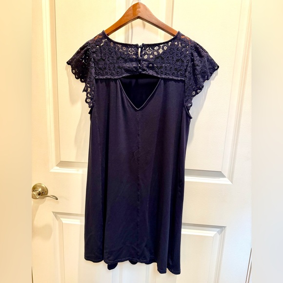 Loft Navy Lace Sleeve Women's Dress, medium, excellent condition. - Picture 4 of 6